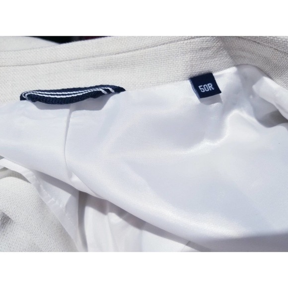 50R Off-white ALL-SEASON LINEN Stretch Check Textured Blazer Sport Coat Jacket - Picture 7 of 7